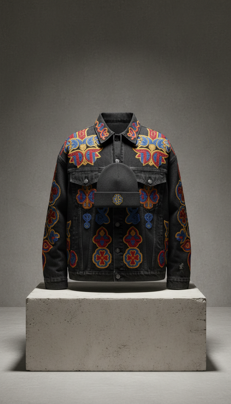 Veste en denim oversize brodée